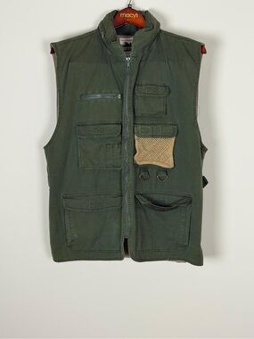 Vintage Naturalist Fishing Vest XL Olive Green Utility Outdoor
